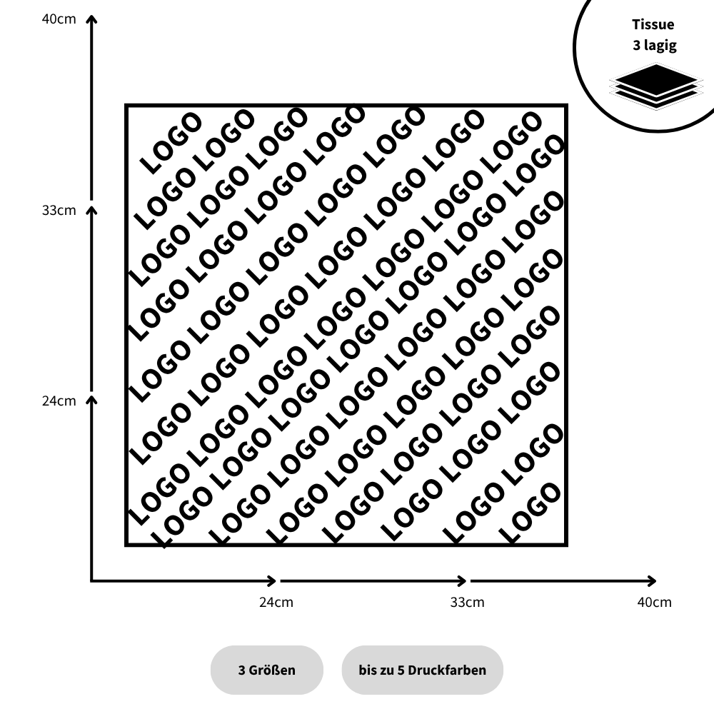 Serviette Tissue 3-lagig 1/4 Falz, weiß